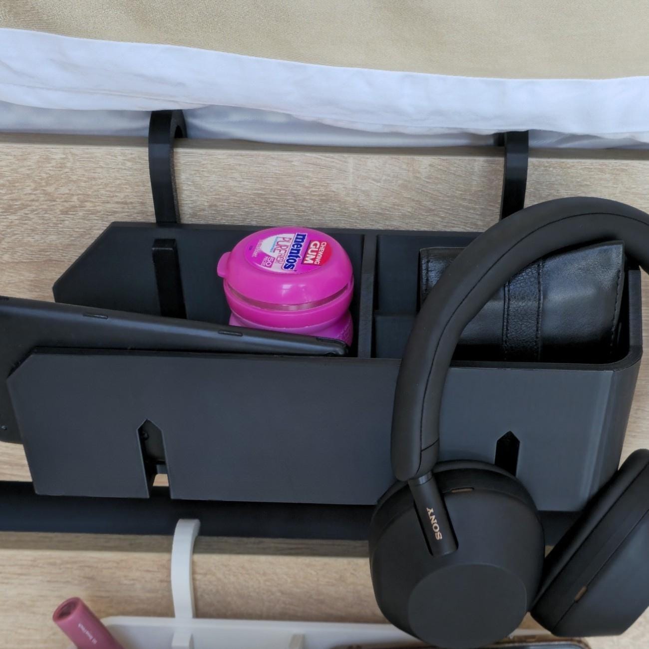 Dual Sided Clip-On Bedside Storage Box: Dorm Organizer