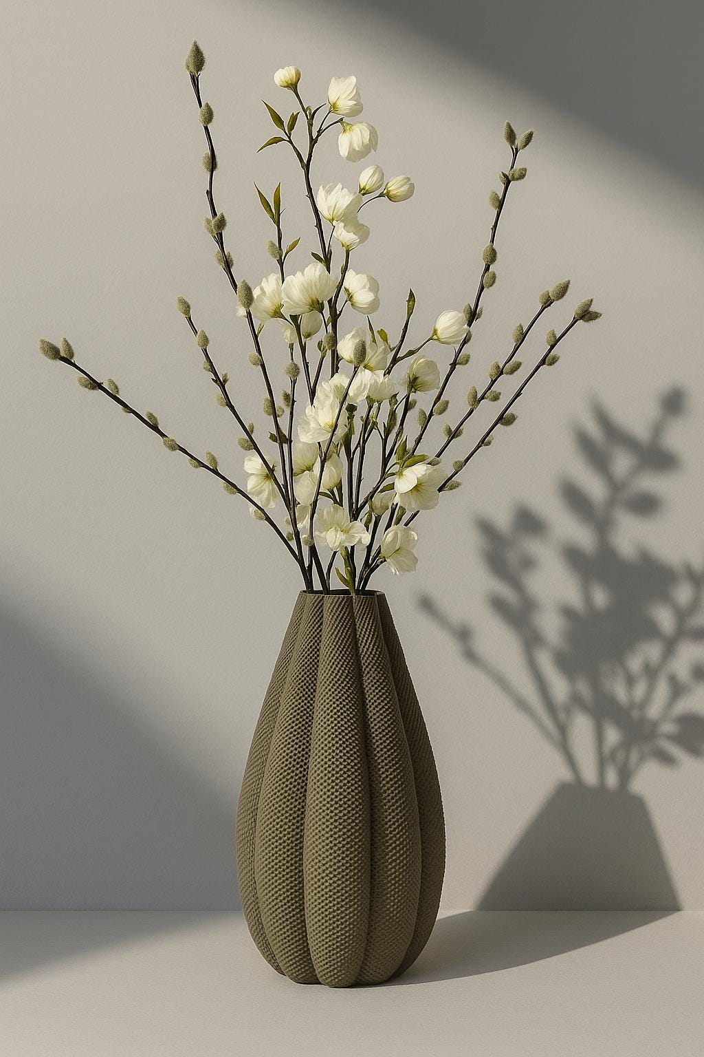 Modern Fuzzy Vase – Minimalist Decorative Flower Vase for Home, Shelf & Table Decor
