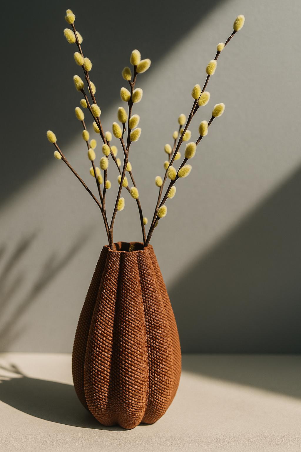 Modern Fuzzy Vase – Minimalist Decorative Flower Vase for Home, Shelf & Table Decor