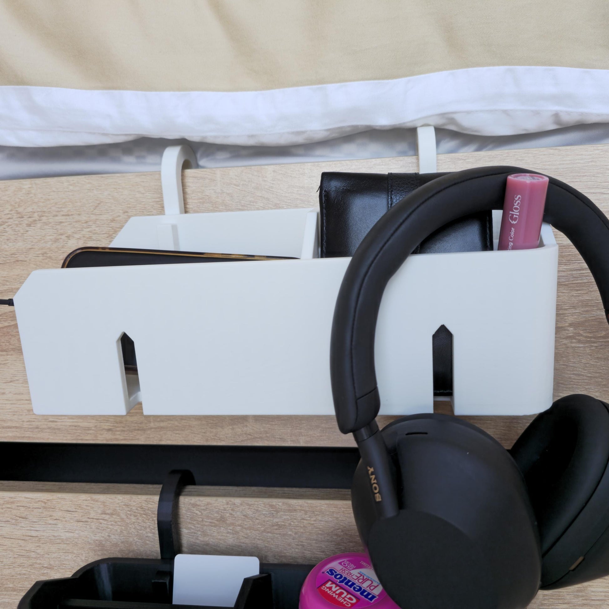 Dual Sided Clip-On Bedside Storage Box: Dorm Organizer