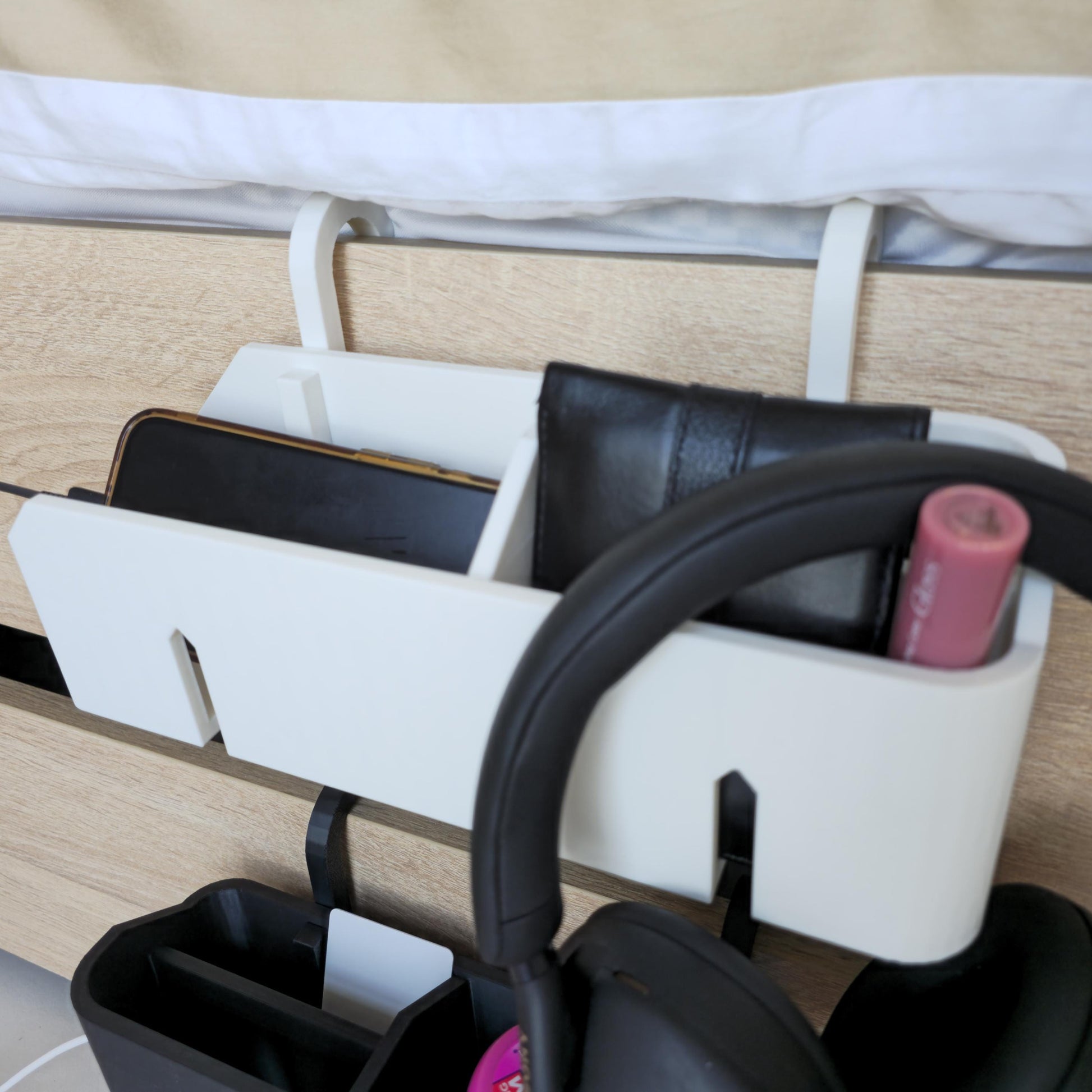 Dual Sided Clip-On Bedside Storage Box: Dorm Organizer