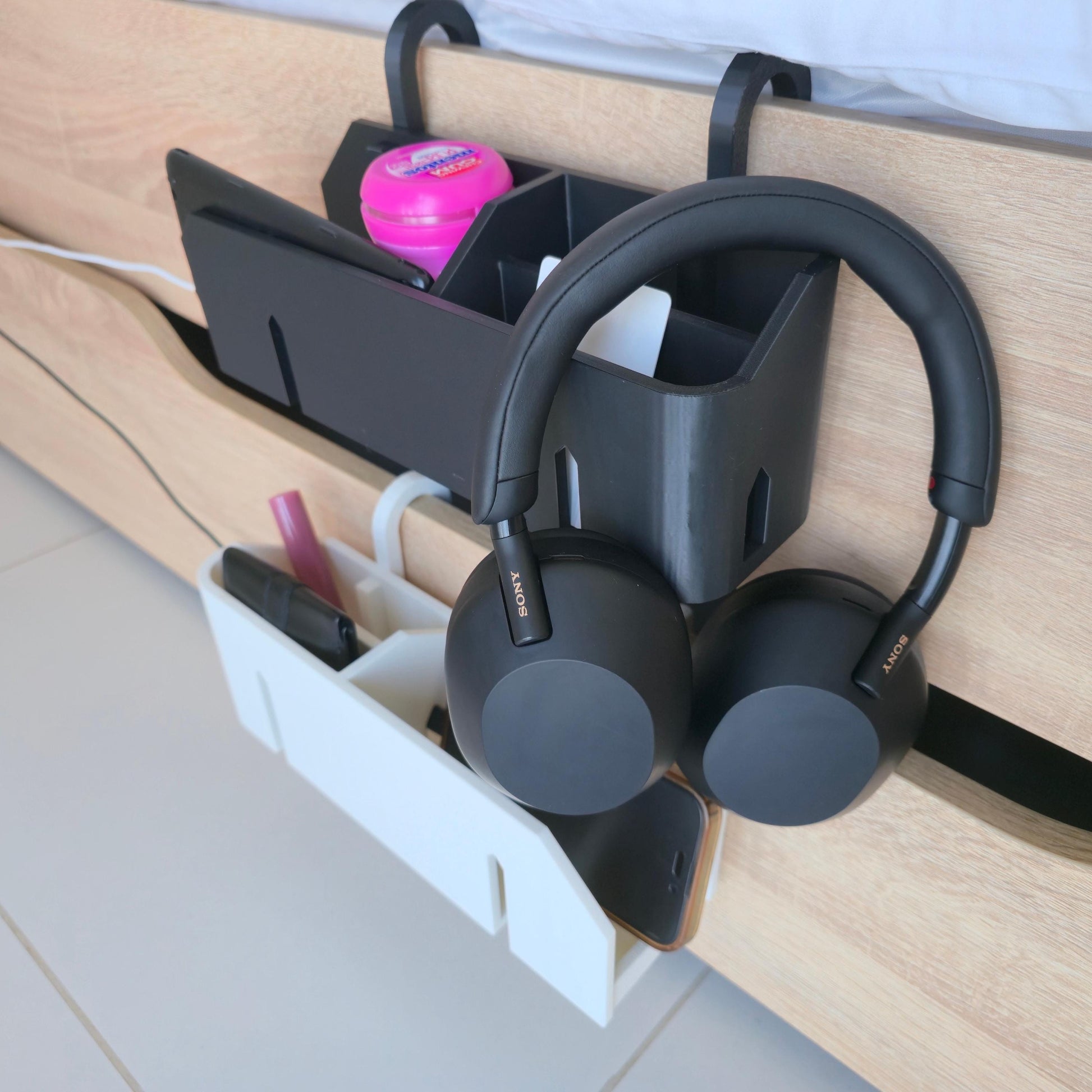 Dual Sided Clip-On Bedside Storage Box: Dorm Organizer