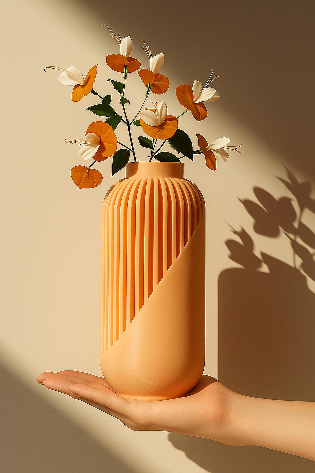 Sleek orange flower vase 