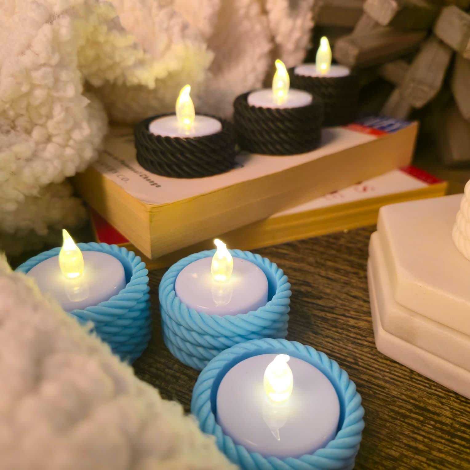 Rope Tea Light Holder Set: Tiered Rustic Decor