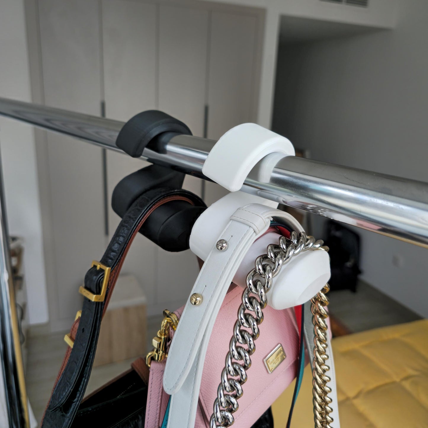 Bag Hanger, Sturdy Purse & Backpack Holder, Closet Rod Organizer Hook, Strong Space-Saving Coat Hanger
