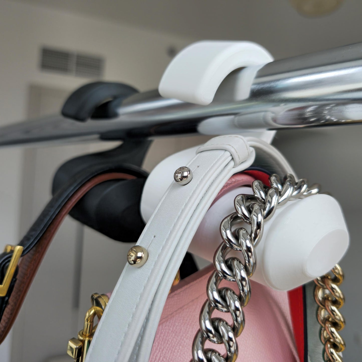 Bag Hanger, Sturdy Purse & Backpack Holder, Closet Rod Organizer Hook, Strong Space-Saving Coat Hanger