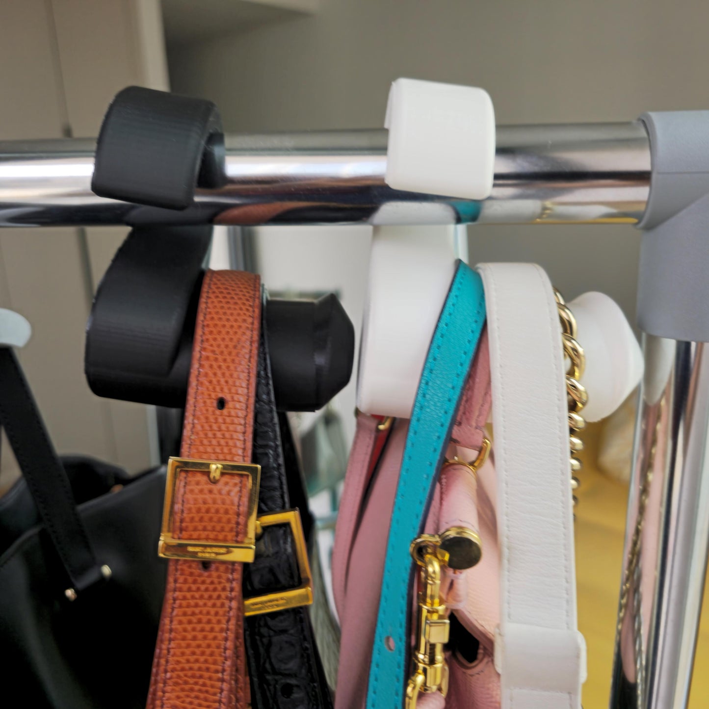 Bag Hanger, Sturdy Purse & Backpack Holder, Closet Rod Organizer Hook, Strong Space-Saving Coat Hanger