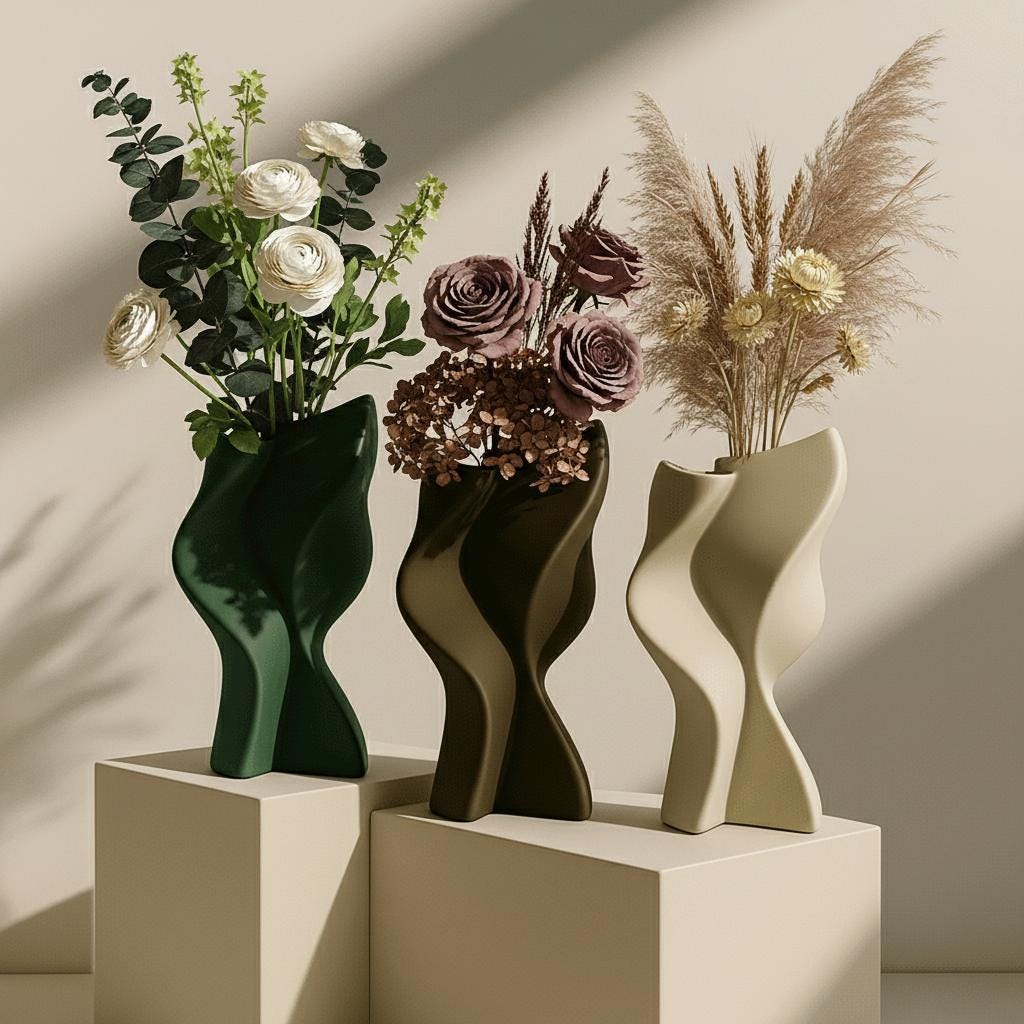 Wobbly Vase – Minimalist Decorative Flower Vase for Home, Shelf & Table Decor