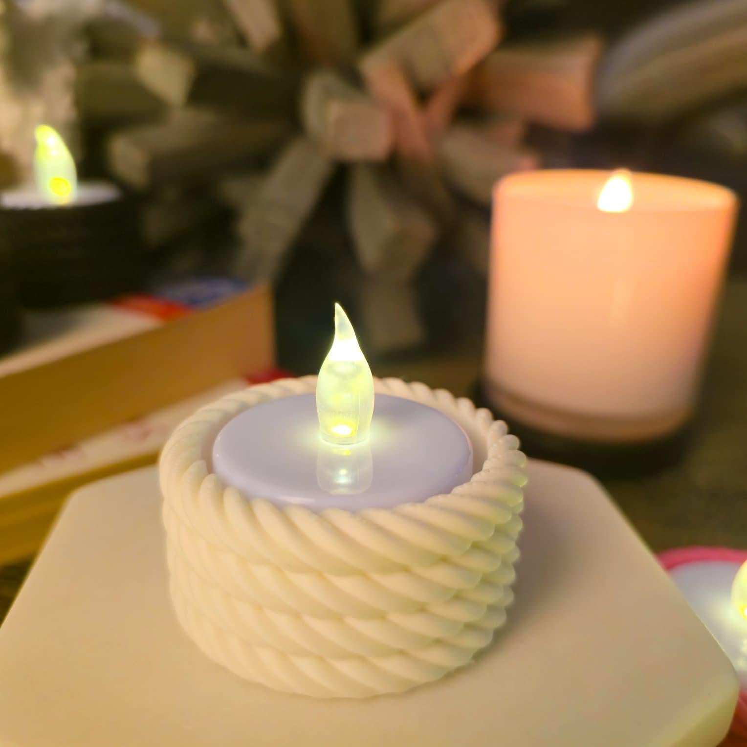 Rope Tea Light Holder Set: Tiered Rustic Decor