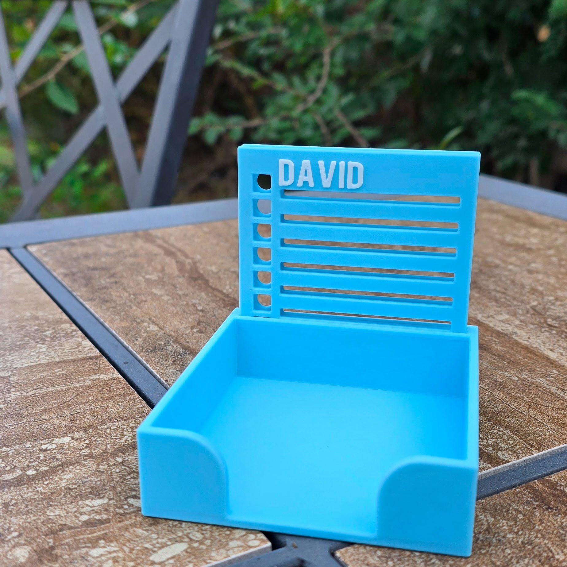 Personalized Sticky Note Holder with Stencils. Perfect Office Gift